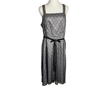 Vintage Jessica Howard Womens 18WP Midi Dress Black Mesh Rhinestones Lined